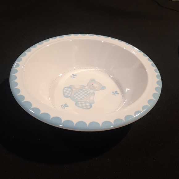 Blue Gingham Teddy Bear 3 Pc. Baby Toddler Melamine Dinner Set ~ Reed & Barton - Picture 6 of 11